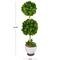2ft. Green Boxwood Ball Topiary Faux Foliage with White Cement Pot